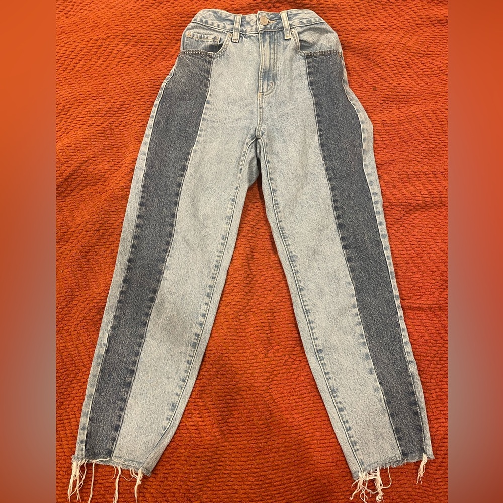 Garage two tone blue mom jeans